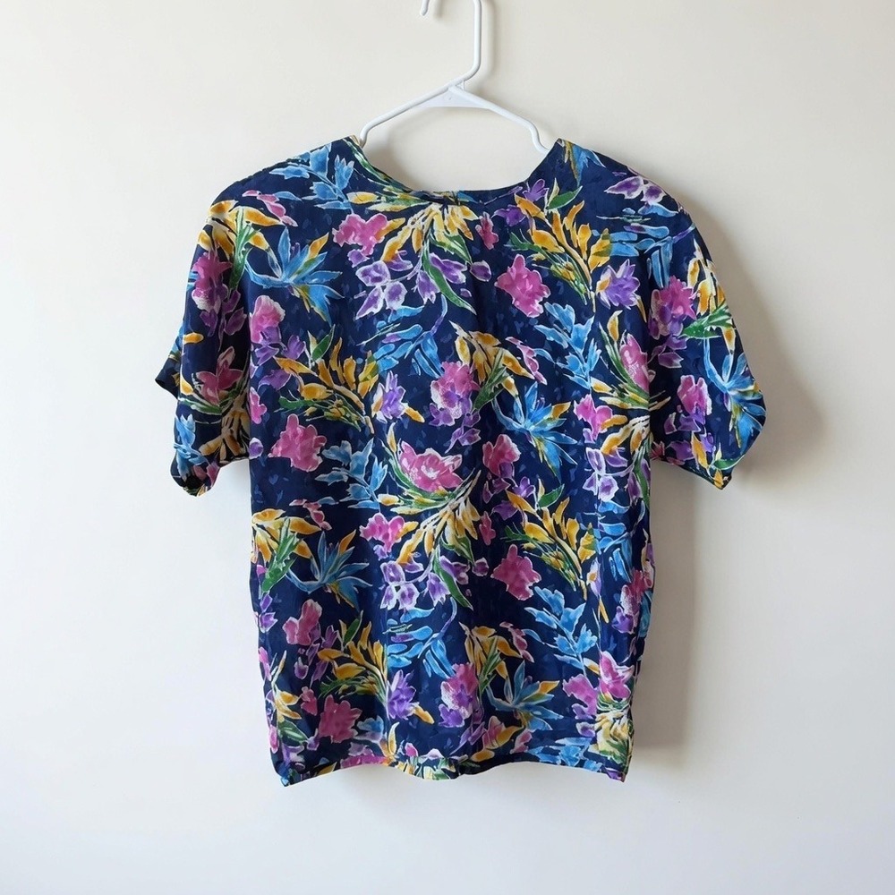 Vintage Vibrant Tropical Floral Lightweight‎ Nicola Blouse Medium